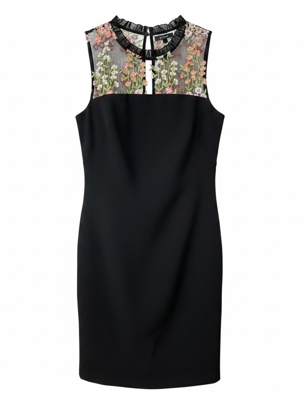 Karl Lagerfeld Paris Floral Embroidered Mesh Sheath Dress Black Size 2